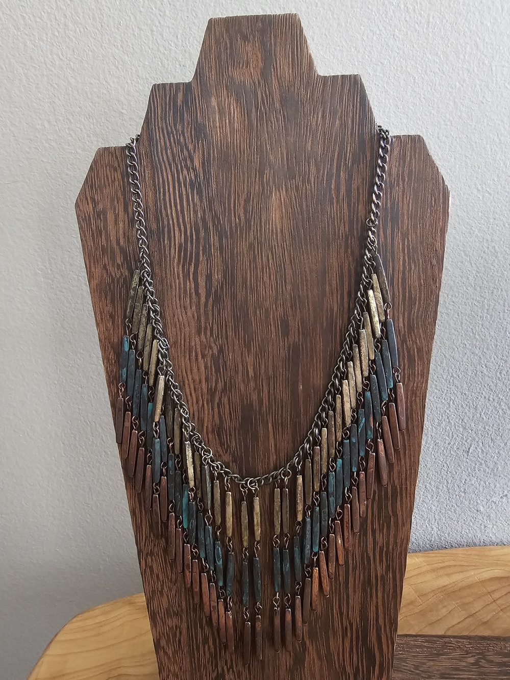 Bohemian Multi-Tone Fringe Statement Necklace - Picture 3 of 5